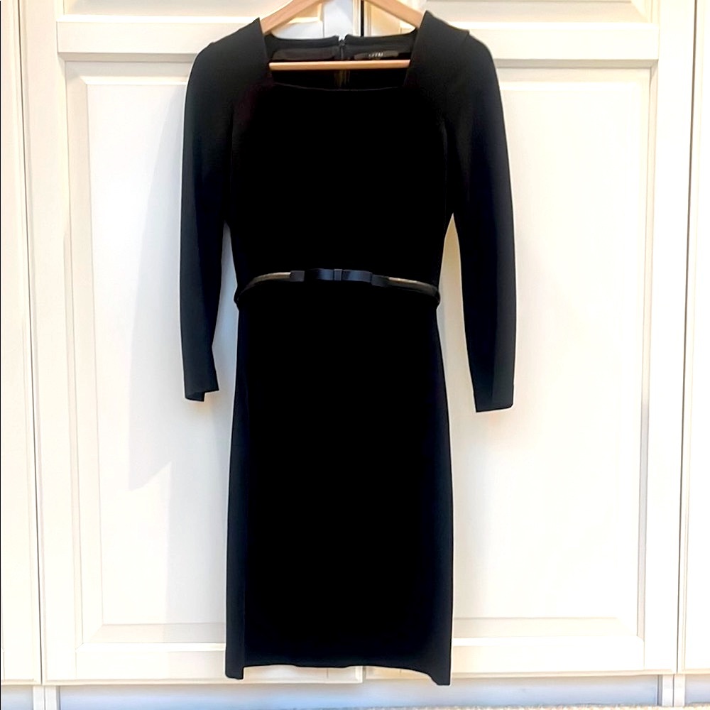 Gucci Black Long Sleeve Sheath Dress with Belt